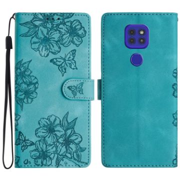 Motorola Moto G9/G9 Play Cherry Blossom Butterfly Phone Case (Green) - 1