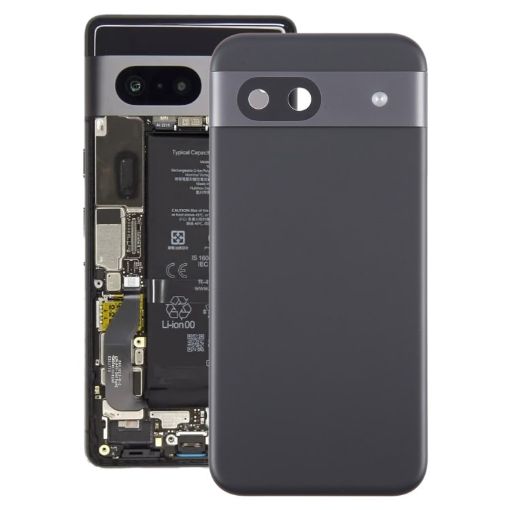Google Pixel 8a Battery Back Cover with Camera Lens Cover - Black - 1