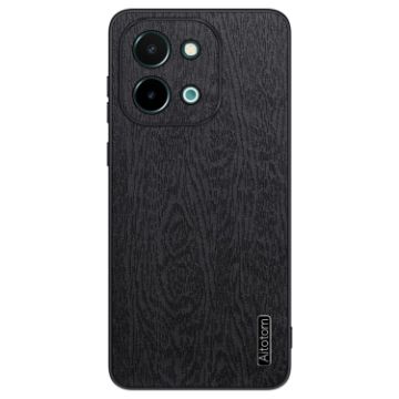 Vivo Y28 4G Tree Bark Leather Phone Case - Black - 1
