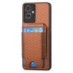 OPPO A17 Carbon Fiber Wallet Stand Phone Case - Brown - 2