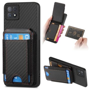 OPPO A72 5G Carbon Fiber Wallet Stand Phone Case - Black - 1