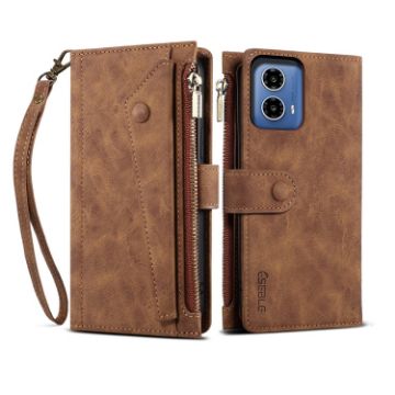 Motorola Moto G85 Retro Frosted Leather Phone Case - Brown - 1