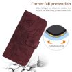 Motorola Moto E14 HT04 Sun Flower Embossed Leather Phone Case - Wine Red - 5
