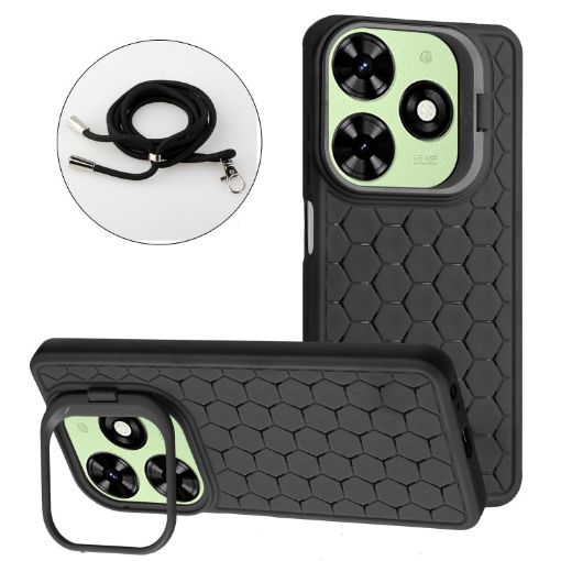 Infinix Hot 40i TPU Phone Case with Lanyard - Black - 1