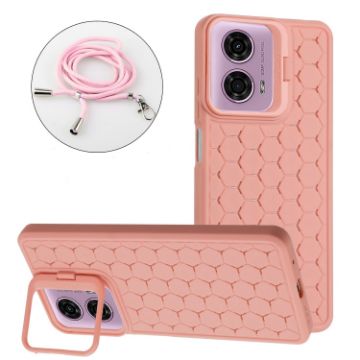 Motorola Moto G24/G04 Pink TPU Phone Case with Lanyard - 1