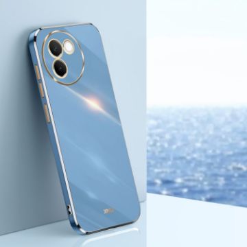 Vivo V30E XINLI Straight 6D Plating Gold Edge TPU Phone Case - Celestial Blue - 1