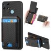 Realme C21 Carbon Fiber Wallet Stand Phone Case - Black - 1