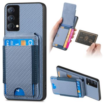 Realme GT Master Carbon Fiber Wallet Stand Phone Case - Blue - 1