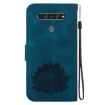 LG K61 Lotus Embossed Leather Phone Case - Dark Blue - 3