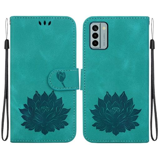 Nokia G22 Green Lotus Embossed Leather Phone Case - 1