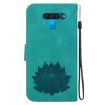 LG K50/Q60 Lotus Embossed Leather Phone Case - Green - 3