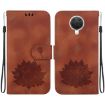 Nokia G10/G20 Lotus Embossed Leather Phone Case - Brown - 1