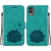 Nokia C32 Lotus Embossed Leather Phone Case - Green - 1