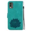 Nokia C32 Lotus Embossed Leather Phone Case - Green - 3