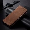 Motorola Moto G85 Denim Texture Flip Leather Phone Case - Brown - 2