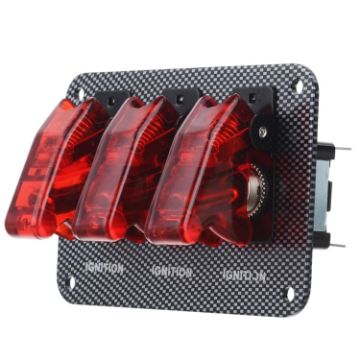 Jtron DV 12V Carbon Fiber Car Toggle Switch with Red LED Indicator - 1