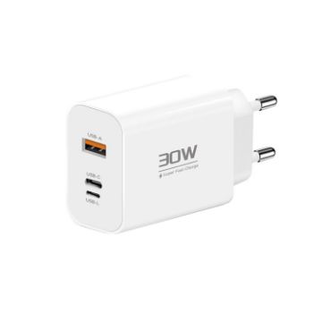PD30W USB-C/Type-C + 8 Pin + USB-A Charger for iPhone Series - 1