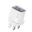 USAMS CC231 30W USB+USB-C Dual Port Charger, UK Plug (White) - 1