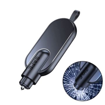Black Aluminum Alloy Car Safety Hammer - Window Breaker - 1