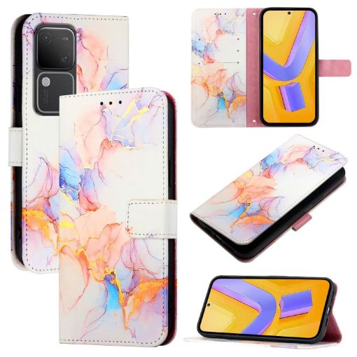 Marble White Flip Leather Phone Case for vivo V30/V30 Pro 5G - 1