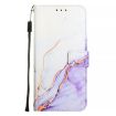 Marble Pattern Flip Leather Phone Case for vivo Y100/Y200e - White Purple - 3