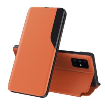 Samsung Galaxy A13 5G Flip Holder Leather Phone Case (Orange) - 1