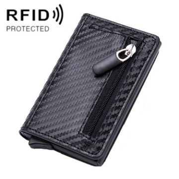 Stainless Steel RFID Business Card Box - Carbon Fiber Black - 1