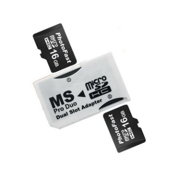 CR-5400 Dual Slot Micro SDHC to MS PRO Duo Adapter, 64GB Capacity - 1