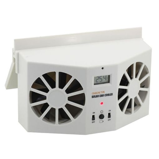Solar Powered Car Auto Air Vent Cooler Fan with Temperature Display - 1