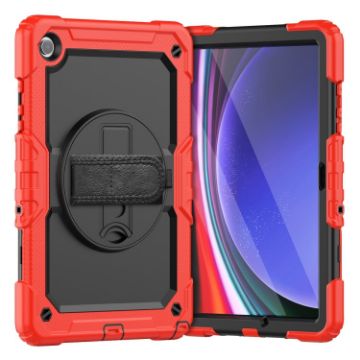 Samsung Galaxy Tab A9+ Silicone + PC Tablet Case with Shoulder Strap - Red - 1