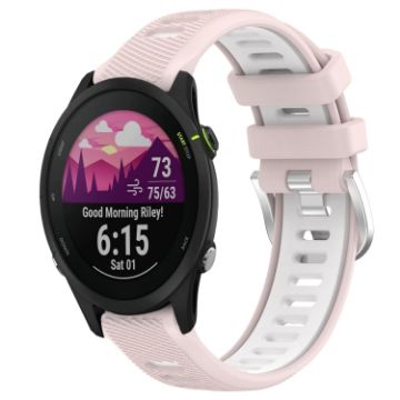 Garmin Forerunner 255S Music 18mm Silicone Watch Band - Pink+White - 1