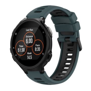 Garmin Forerunner 735/735XT Silicone Watch Band - Olive Green + Black - 1
