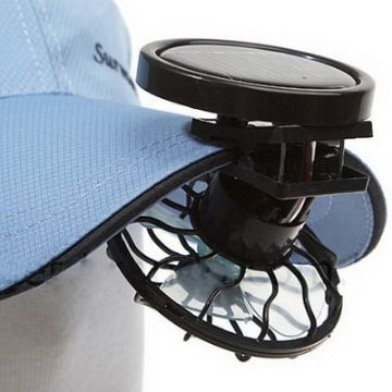 Portable Clip-on Solar Power Cell Travel Cooling Fan - Black - 1