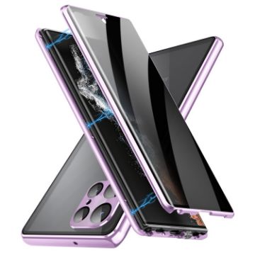 Samsung Galaxy S24 Ultra 5G Privacy Full Cover Magnetic Metal Tempered Glass Phone Case - 1