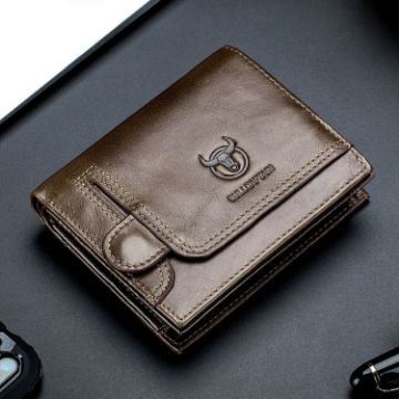 BULL CAPTAIN 037 Men Leather Wallet Driver License Coin Purse - 1