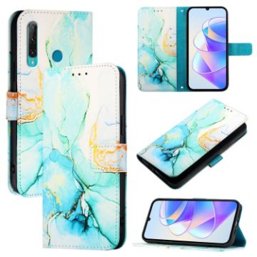 For Honor 20 Lite/10i/20e PT003 Green Marble Pattern Flip Leather Phone Case - 1