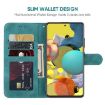 Samsung Galaxy A51 5G Green Leather Phone Case - Geometric Lines - 3