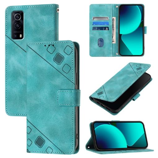 Green Embossed Leather Phone Case for vivo Y72 5G/iQOO Z3/Y52 5G - 1