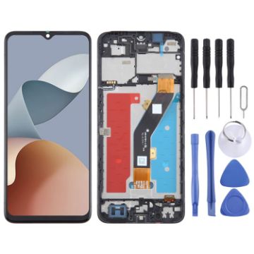 ZTE Blade A54 LCD Screen Digitizer Full Assembly with Frame - Black - 1