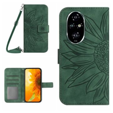 For Honor 200 Pro 5G Green Leather Phone Case with Lanyard - 1