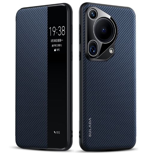 SULADA Kevlar 600D Texture Leather Phone Case for Huawei Pura 70 Ultra (Blue) - 1
