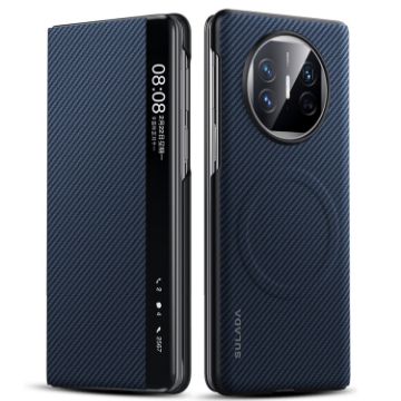 SULADA Kevlar 600D Texture Smart Window Leather Phone Case (Blue) - 1
