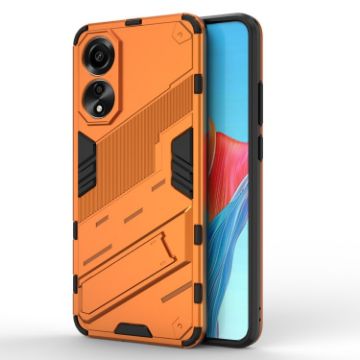 OPPO A78 4G Punk Armor Phone Case with Holder - Orange - 1