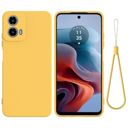 Yellow Liquid Silicone Shockproof Phone Case for Motorola Moto G34 - 1