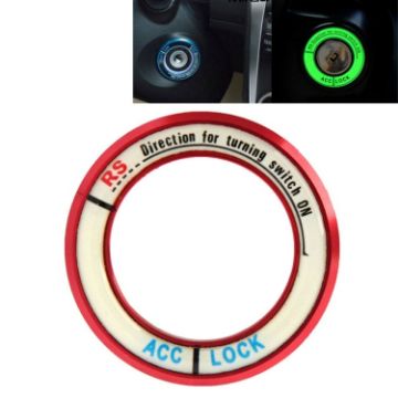 Fluorescent Aluminum Alloy Ignition Key Ring, Red - 3.4cm - 1