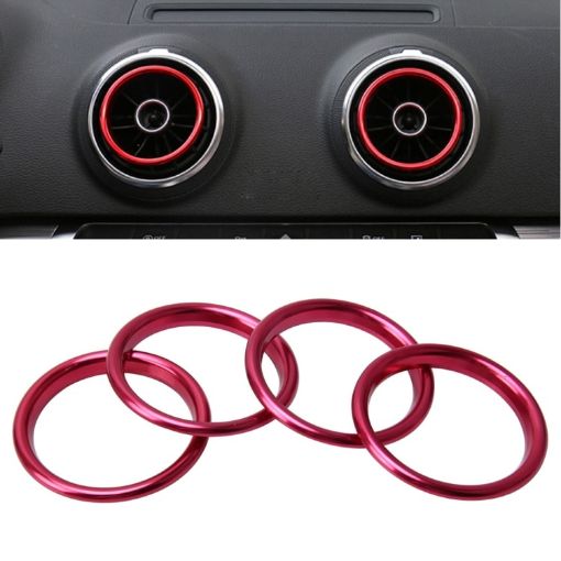 4 PCS Car Outlet Decorative Rings for Audi A3 - Magenta - 1