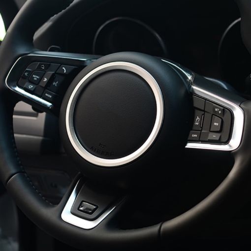 Jaguar Car Steering Wheel Aluminum Ring Cover - Silver - 1
