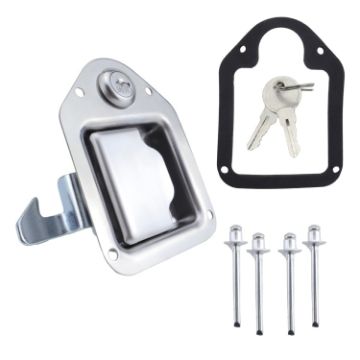 Stainless Steel Tool Box Lock Paddle Latch & Keys - 1
