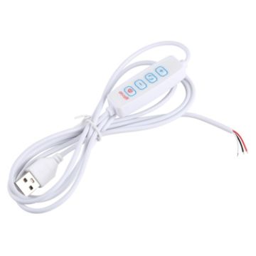 1.5m USB DC5V Switch Cable with 3 Colors Controller - White - 1