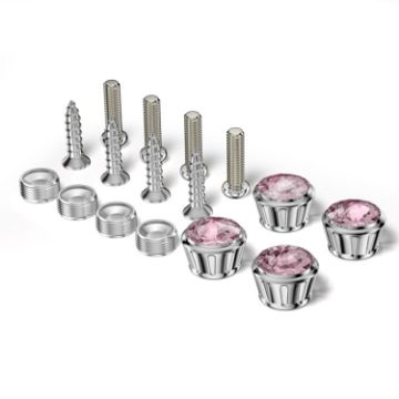 Pink Diamond Rhinestone Licence Plate Frame Anti-theft Fixing Nut Cover - 1